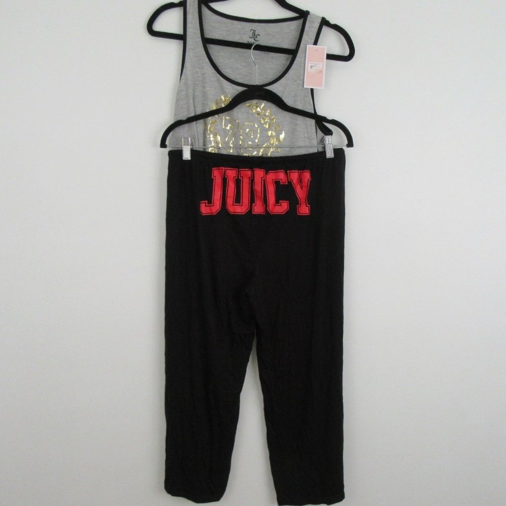 Juicy Couture Black Grey 2 Piece Pajamas Size L